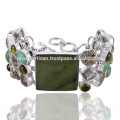 Schöne Chrysoprase und Multi Edelstein 925 Sterling Silber Armband